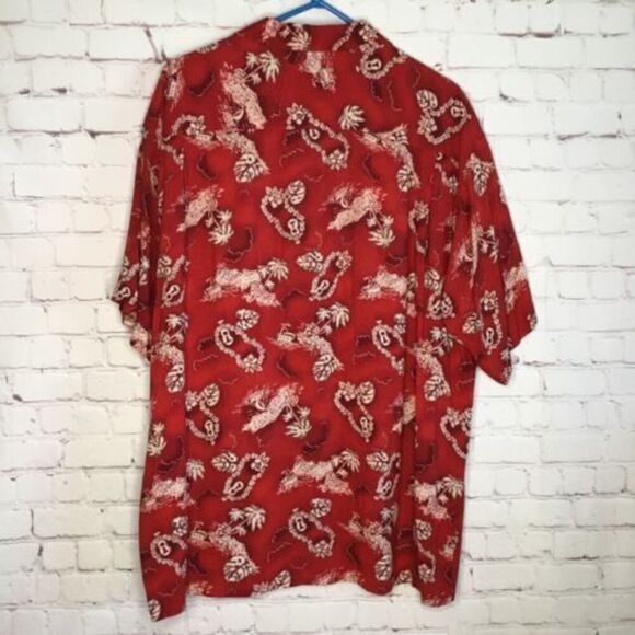 Vtg PINEAPPLE CONNECTION Men’s Red Hawaiian‎ Tropical Shirt Size XL - Picture 7 of 10